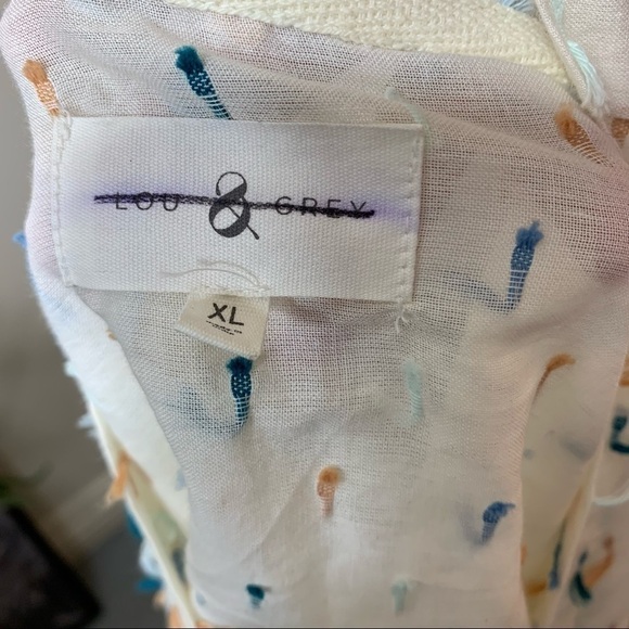 LOU & Grey Flowy Breezy Off White Boho Trendy Oversize Blouse Balloon Sleeves XL - Picture 8 of 10